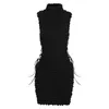 Fashion Turtleneck Sleeveless Hollow Out Sexy Dress For Women Summer Bandage Bodycon Streetwear Y2K Club Outfits 220613