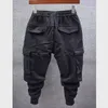 BANNAJI Moda Uomo Stile Coreano Harem Pantaloni Cargo Hip Hop Solid Pantaloni Estivi Tasche Streetwear Pantaloni Pantaloni Per Uomo 220816