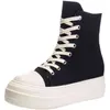 Boots Hot Ins Women Canvas Shoes Luxury Trainers Platform Lace Up Sneakers Casual Height Increasing Zip High-top Black 220811