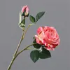 ONE Fake Flower Single Stem Anna Rose (2 Heads/Piece) 24" Length Simulation Real Touch Rosas for Wedding Home Decorative Artificial Flowers