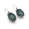 Stud Big Stone Natural Seraphinite Earring Sterling 925 Silver Charoite Oval 13 18mm For Women Birthday Party Jewelry Giftstud Kirs22