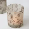 Цветочная картина птиц Tealight Worthive Holder 10 унций замороженная под свеча с деревянной крышкой пустой стеклянный контейнер для ароматического изготовления свечей