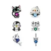 925 Silver Fit Pandora Charm 925 Bracelet Cute Pinguim Sapo Boneco de Neve Narwhal Abraços Coração Conjunto de pingentes de pedras preciosas Pingente DIY Contas finas Jóias