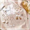 Stud 2022 Fashion Jewelry Korean Handmade Shell Petal Geometric Round Metal Asymmetrical Long Earrings Cute Heart Gift Moni22