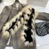 Kvinnor Real Rex Rabbit Fur Scarf Fox Fur Neckerchief Double Sides Gifts