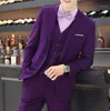 Erkekler Takım Elbise Blazers 2022 Casual Moda Mor Groomsmen Erkekler Için Balo Düğün Damat Suit Terno (Ceket + Pantolon + Yelek)