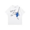 2022 Nya herr T-shirts Populära Street Fun Cartoon Graffiti Top Round Neck Simple Wild Short-Sleeved Bear Game Machine Printing Högkvalitativ Pullover M-2XL Blue White