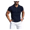 2022 été couleur unie Golf Polos T-shirt pour hommes automne Slim Fit bouton revers à manches courtes décontracté ajustement Polos t-shirts polo8-5