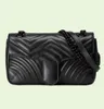 Bolsas de ombro acolchoadas Marmont de designer feminino 3 tamanhos 16,5 cm 22 cm 26 cm Couro genuíno macio com ferragens pretas Bolsa transversal feminina clássica 476433 446744