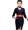 China Eastern Airlines Stewardess Uniform Work Dresses Air College Plaggflickan Hotellens receptförsäljningsförsäljningsavdelning Professionell kostym