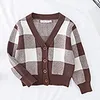 Baby Boy Girl Toddler Coat Clothes Grid Knit Cardigan Kids Cotton Jackets Coat Baby Girl Boy Cardiganl40