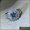 Bandringar smycken Sier Sunflower Shaped Women Wedding Dazzling Crystal Zirconia Fashion Engage Propoal Ring Drop Delivery 2021 IB5UV