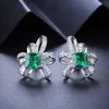 Stud Zhanhao Styles Joyería de moda 4.0ct/2 piezas Esmeralda cultivada en laboratorio chapada en rodio S925 Plata Pendientes de piedras preciosas verdesStudStudStudStudStud Kirs