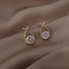 Brincos de aço inoxidável cristalino da moda da corea para mulheres para mulheres de luxo de luxo design de jóias de casamento acessórios de casamento