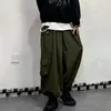 Qweek punk folkgy preta carga calça coreano streetwear outono vintage enorme green serpesticulado perna larga calças para fêmea 220325