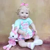 55 cm de silicone macio renascido bebê loira cabelos garotas de boneca brinquedo realista realista 22 polegadas Princesa criança sorrindo Lisa Bebe 220505