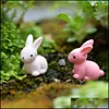 Garden Decorations Patio Lawn Home Newmini Cute Bunny White Rabbit Easter Miniature Fairy Accessories Bonsai Figurines Moss Bottle Micro