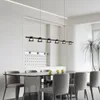 Nordic Minimalista Ristorante Lampadario Lampade Bar Lampada a sospensione Luce Lusso Vetro nero Una parola Striscia Cucina Lsland Hanging