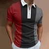 Men Polo Shirt Short Sleeve Summer Letter Print Colours T-shirt Tops Men's Lapel Zipper Casual Men Shirt