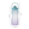 Bouteilles en plastique à poignée de grande capacité de 2000 ml Bounce Cover Outdoor Frosted Sports Kettle Gradient Color Space Cup Avec Scale PRO232