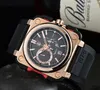 Wristwatches 2022 Luxury BR Brand Sport Quartz Bell Multifunction Men Watch Business Man Rubber Calendar Ross Square Watches1318788