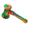 Colorful Silicone Pipes Glass Herb Tobacco Filter Bowl Portable Oil Rigs Storage Box Case Nails Tip Straw Spoon Handpipes Waterpipe Bubble Smoking Holder DHL Free