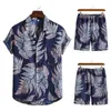 Survêtements pour hommes été hawaïen chemise à fleurs Shorts costume hommes deux pièces multicolore 2 pièces homme ensemble offre spécialehommes
