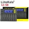 LiitoKala lii-S8 Caricabatterie Li-ion 3.7V NiMH 1.2V Li-FePO4 3.2V IMR 3.8V Caricabatterie per 18650 26650 21700 26700 AAA