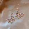 Dangle & Chandelier Korea Selling Fashion Jewelry High Quality Butterfly Purple Pearl Crystal Female Elegant Dangel EarringsDangle