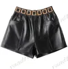 Damen-Shorts, Modedesigner, High-End-Damen-Shorts, kurz, lose, Leder, luxuriös, F-Buchstabe, hohe Taille, elastischer Gürtel, Blast Street, D02L