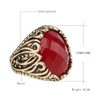 Pierścionki ślubne Turcja Vintage Red Jewelry Fashion Gold For Women Punk Big Oval Anillos Ringweddingwedding