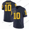 NCAA Michigan Wolverines #10 Tom Brady Trikot #2 Charles Woodson Shea Patterson 2019 New College Football Marineblau Weiß Gelb