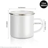 12oz Sublimation Blanks Enamel Mug White Camping Outdoor Coffee Travel Stainless Steel Mug with Silver Rim