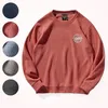 American Retro Terry Impresso Hoodies Puro de Algodão Masculino Lavado Velho Pescoço Redondo Pulôver de Molas de Manga Com Dimas Casual Moletons 220325