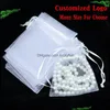 Jewelry Pouches Bags Packaging Display White Small Sheer Organza Dstring Pouches Party Wedding Favor Candy Wrap Square Gift 7X9Cm 2.75X3.
