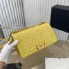 Bolsas de ombro femininas de couro genuíno com corrente e bolsa xadrez xadrez com aba e caixa