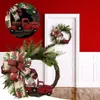 Flores decorativas Wreaths Car Baws Garlands Garlands pendurados Ornamentos por porta Festas Festas criativas Garland Red Truck Christmas Wrinalh Valentines W