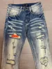 Men's Jeans 2022 Trend Orange Fire Print Slim Blue Hip Hop Vintage Hole Men Los Hombres Streetwear Motorcycle Pants