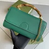 Véritable cuir de luxe Designer or matériel femmes sac sacs à main poignée en bambou chaîne lourde sacs à bandoulière Diana Rectangle forme rabat F220J