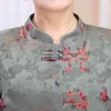 Blusas De Mujer Camisas Ciudadanos Mayores Moda Ancianos Florales Mujeres Gasa Shitrs Tops De Mujer Cuello Alto Media Manga Verano Viejo Envejecido W