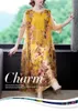 Casual Dresses Summer Embroidery Floral Natural Silk Light Midi Dress Women Korean Fashion Beach Elegant Size 5XLCasual