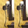 Hållare 2st Medieval Vintage Iron Gothic Torch Style Black Pillar Candle Holder Wall Pillar Hem Dekorativ väggmonterad dekoration YQ231