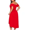 Plus-klänningar Summer Slash Neck High Low Cocktail Party Lady Pullover Bridesmaid A-Line Elegant Formal Dress RobePlus