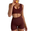 Damen -Trainingsanzüge 2023 neue 2 -teilige Frauen aktive Sets nahtlos gestrickt sexy Sport BH Shorts Yoga Hosenanzug BH Fitness Sportswear