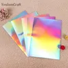 Chzimade 10st/Lot A4 Inkjet Print Printing Paper Hologram Sliver Color Adhesive Paper Sticker Crafts 201009