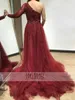 Runway Dresses Arrival Arabic Burgundy Evening Formal Gowns One Sleeve Lace Applique Keyhole Beaded Design Bridal Mother Dress With Overlay