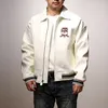 2023Men's Bomber Jackets 1975 Usa White Avirex Lapel Sheepskin Leather Casual Athletic Flight Suit