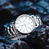 Fashion Men's Business Quartz obserwuje okrągłe tarcze ze stali nierdzewnej Casual Na rękę