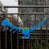 Dinosaur تحت عنوان Banner 3Meter Jungle Party Supplies Banner Flags for Baby Shower Kids Boys Dino Shape Dilling Decoration