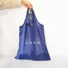 500pcslot herbruikbare boodschappentassen opvouwbare wasbare wasbaar aangepaste print boodschappentas stevige lichtgewicht polyester stof voor markt 220704